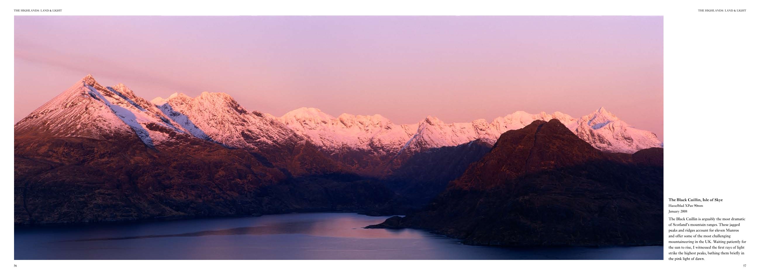 Page spread from The Highlands, The Black Cuillin, Isle of Skye, with caption text