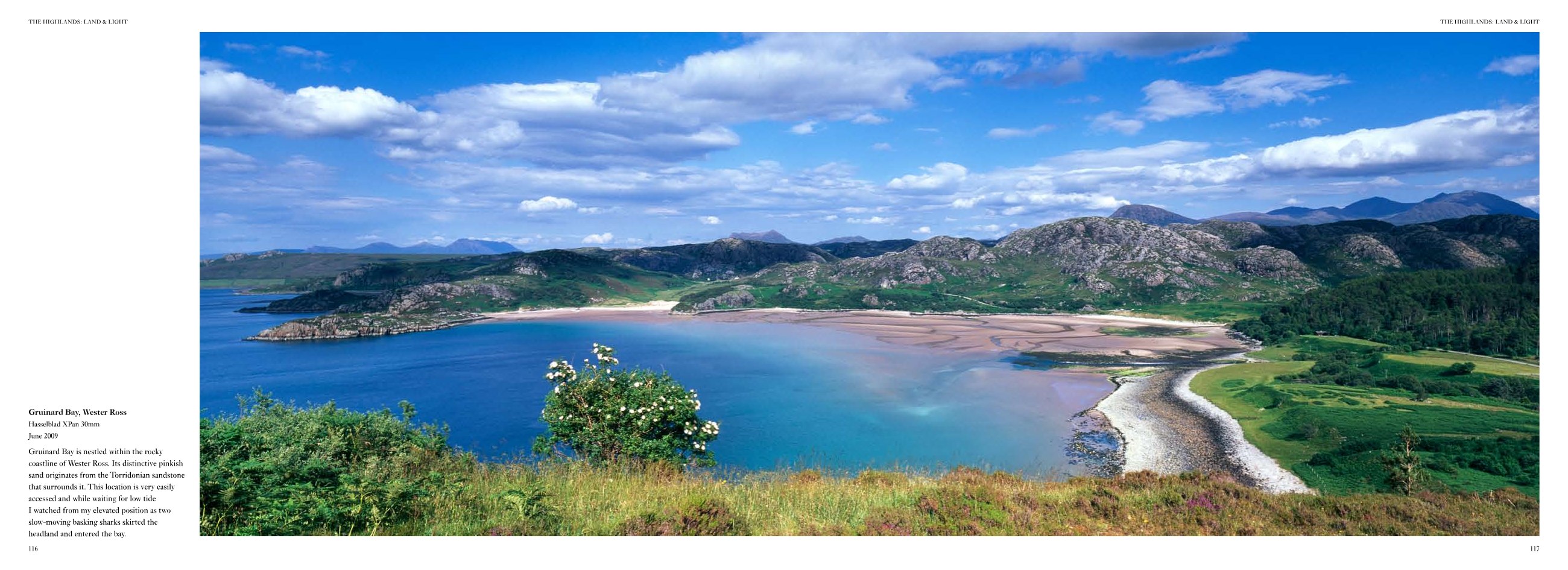 Page spread from The Highlands, Gruinard Bay, Wester Ross, with caption text