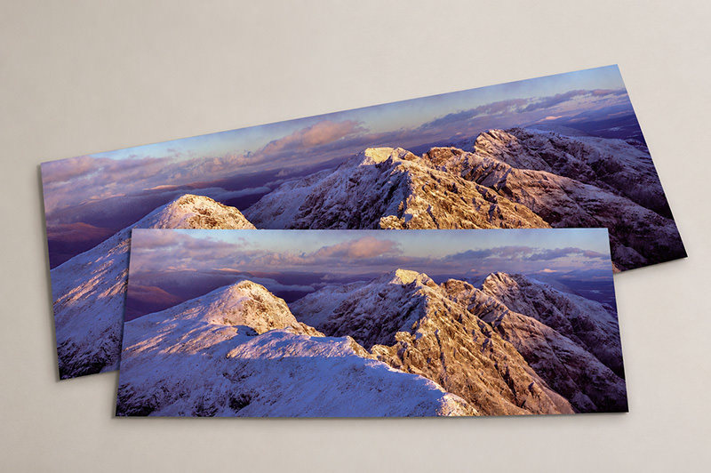 Two unframed panoramic prints shown at Gallery and Exhibition size